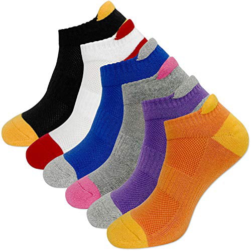 KONY Cotton Ankle Athletic Socks Low Cut Cushioned Sports Tab Socks for Men and Women 6 Pairs 