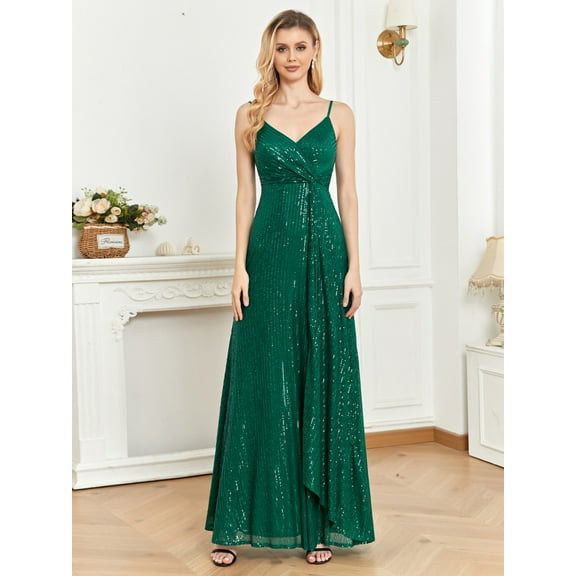 Wedding Dress Wedding Guest Dresses for Women V-neck sequins Dress Party Wedding Bridesmaid Sling Beads Dress Evening Dress for Women