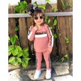 thumbnail image 1 of Kids Baby Girl Fall Clothes, Leopard Stripes Long Sleeve T-Shirt + Leopard Pants 2Pcs Outfits Set, 1 of 5