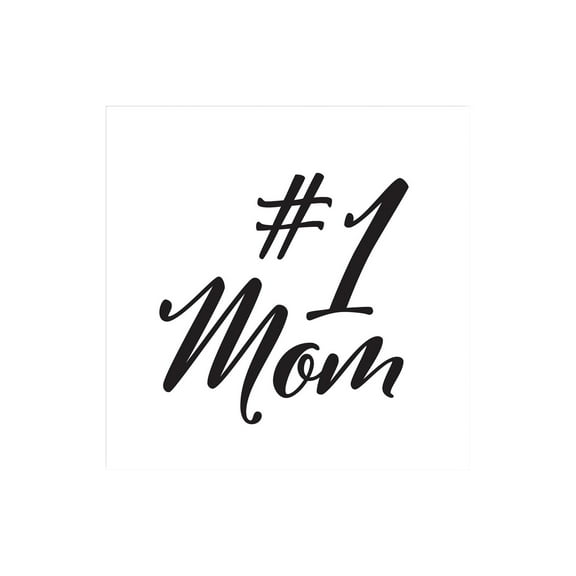 #1 Mom Black Script 12 x 12 Wood Wall Sign Plaque