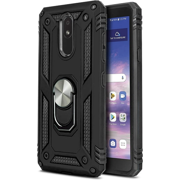 FYBTO Phone Case for [LG Journey LTE (L322DL)], [Loop Series][Navy Blue] Full Rotating Metal Ring Cover with Kickstand for LG Journey LTE (Tracfone, Simple Mobile, Straight Talk, Total