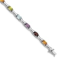 thumbnail image 1 of 925 Sterling Silver Rhodium-plated and Multi Gemstone Bracelet, 1 of 3