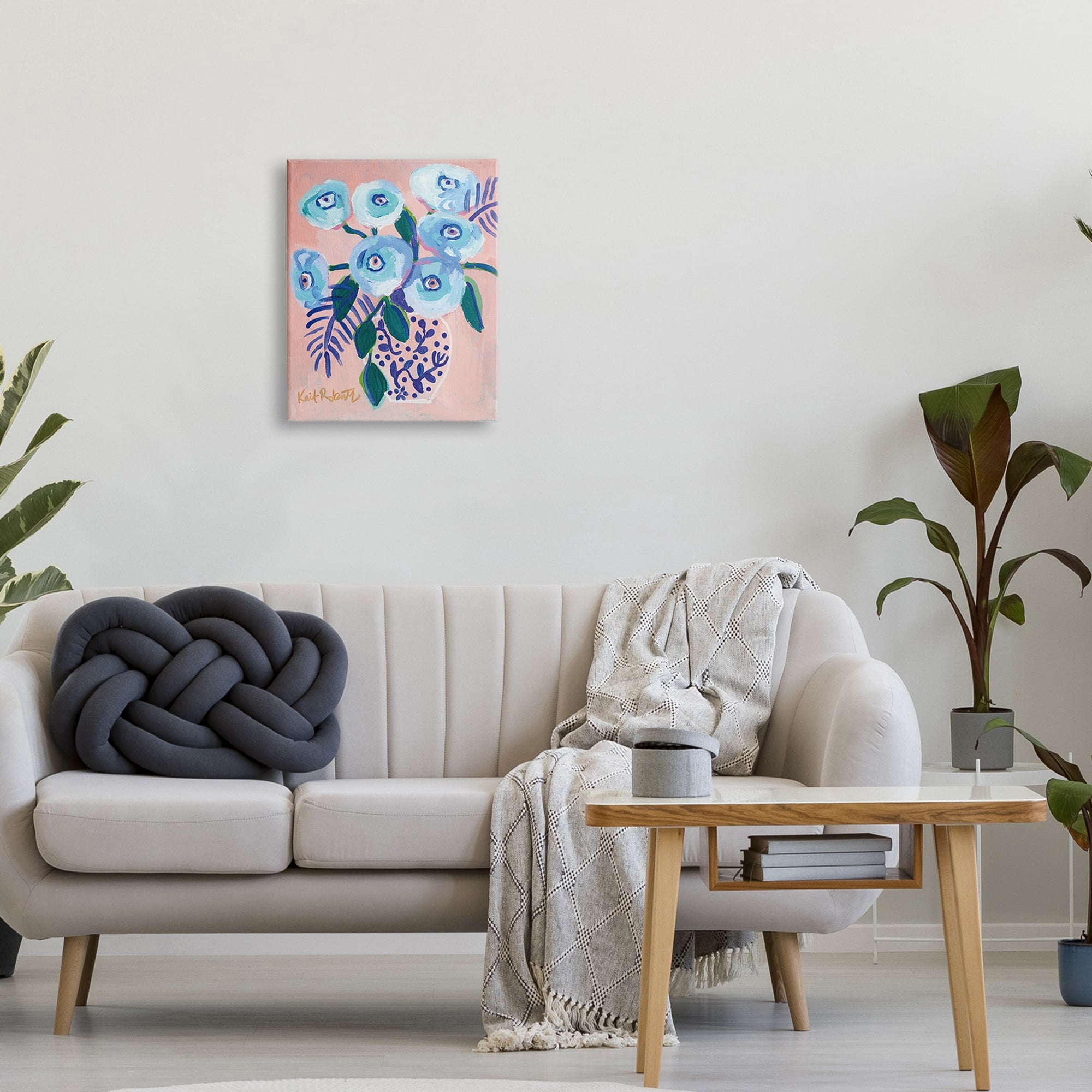 Stupell Industries Light Turquoise Eyed Poppies Traditional Abstract Flower Painting,24 x 30, Design by Kait Roberts