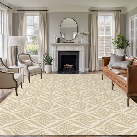 8'x10' Area Rugs, Yellow Floral Indoor Outdoor Area Rug for Living Room Bedroom, Vintage Modern Geometric Abstract Art Washable Bathroom Rugs Kitchen Floor Carpet Mats Home Decor Aesthetic