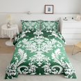 thumbnail image 3 of Manfei Tribal Damask Flower Queen Comforter Set, Green Mandala Bedding Sets, Western Bohemian Theme Reversible Bedding Comforter Set, Microfiber Bedroom Decor, 3 Pieces, 3 of 9