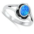 thumbnail image 4 of CHOOSE YOUR COLOR Fancy Oval Blue Simulated Opal Wholesale Ring .925 Sterling Silver Band CZ Female Size 9, 4 of 4