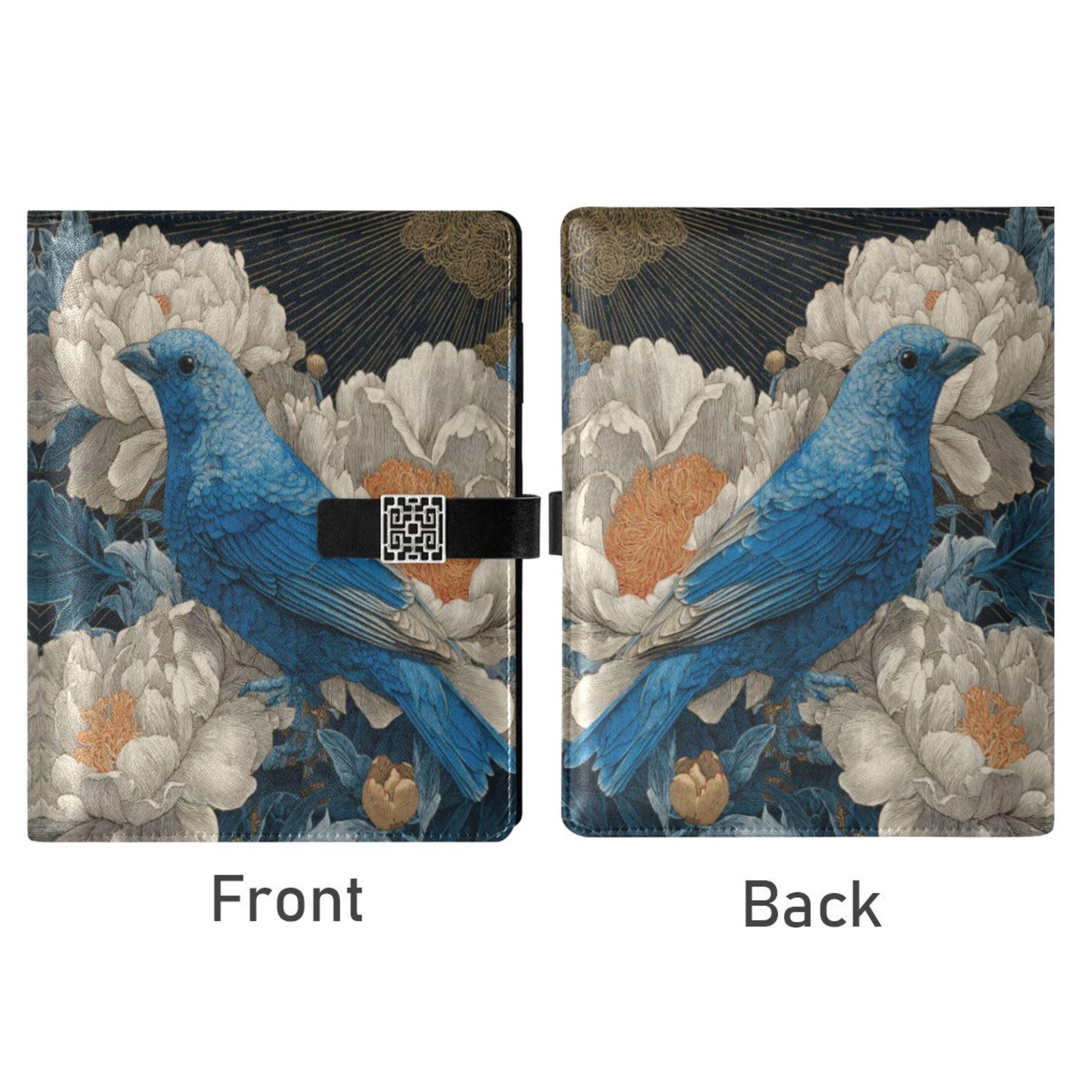 Leather Planner Leather Notebook Notebook Journal Binder Design Pen Pocket Design Convenient for Storage Blue Bird Peony Surrounding