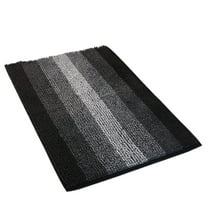 Soft Chenille Bathroom Rug Non-Slip Backing Black and Gray 32" x 20" Absorbent Furry Bath Mats Rugs for Bathtub Shower