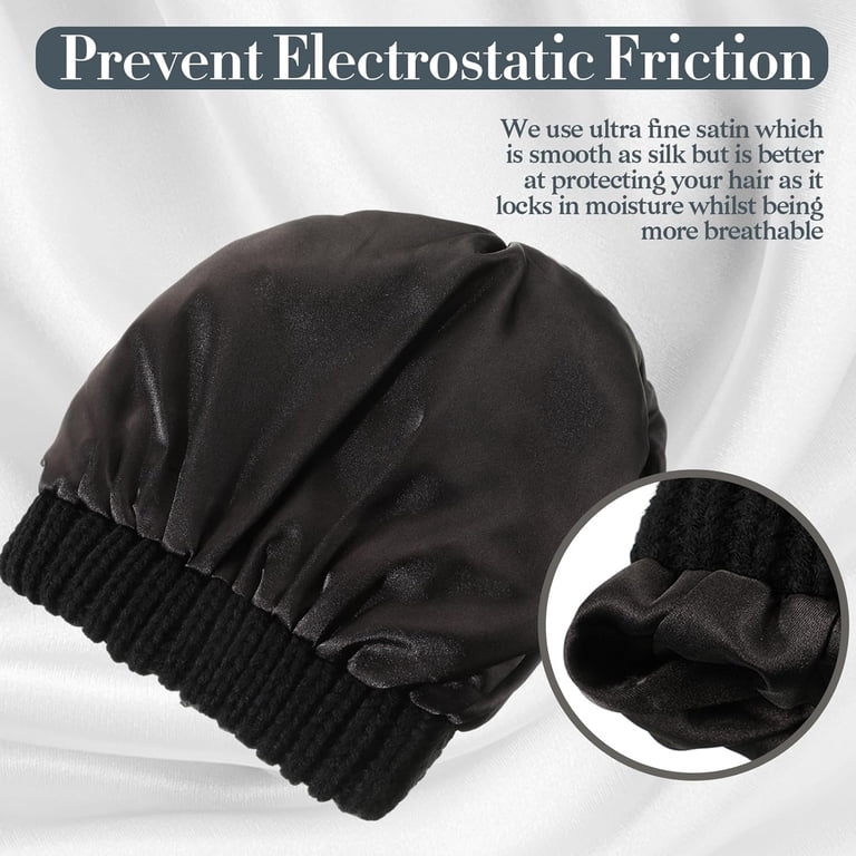 Satin Lined Beanie Hat and Gloves Set Knit Slouchy Winter Skull Cap Touchscreen Womens Winter Warm Knit Beanie Hat Touchscreen Gloves Neck  main image 2