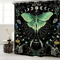 thumbnail image 2 of Moth Witchy Gothic Shower Curtain Set 71Wx71H Inches Moon Phase Teal Wildflower Plant Mysterious Night Moonlit Butterfly Botanical Tarot Polyester Bathroom Curtain with 12 Hooks, 2 of 6