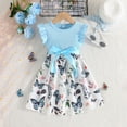 thumbnail image 2 of SGMVNU Toddler Girls Dresses Ruffle Flutter Sleeve A-line Dress Girls Dress 5t Bowknot Party Princess Summer Sundresses(Size 4-5 Years,1-Sky Blue), 2 of 6