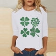 thumbnail image 1 of Meichang T-Shirts Joyeux Jour de la Saint-Patrick pour Femmes Shamrock Graphique T-Shirts Manches 3/4 Col Rond Hauts Chanceux Jour de la Saint-Patrick Liquidation, 1 of 4
