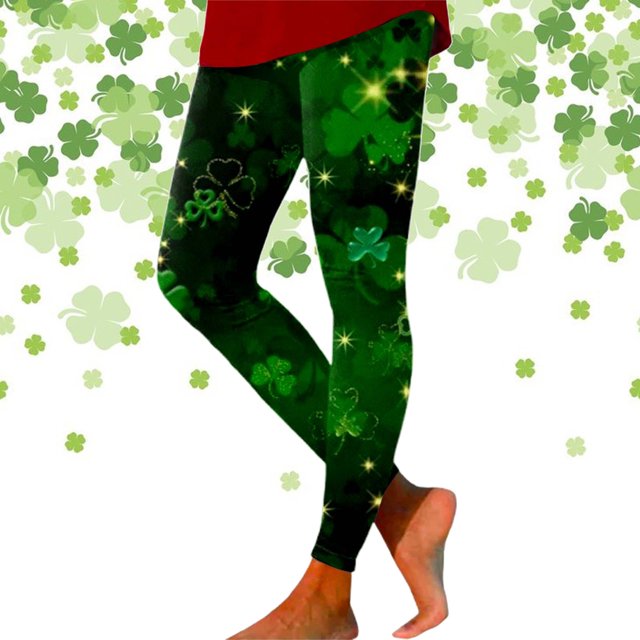 MKLEKYY Leggings push up para mujer, leggings estampados del Día de San Patricio para mujer, pantalones de yoga deportivos para entrenamiento y fitness 598