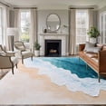thumbnail image 2 of Area Rug 60×96in, Summer Ombre Blue Wavy Beach Floor Carpet Living Room Rug, Classical Wave Texture Non-Slip Welcome Mat Indoor Rugs for Bedroom Dining Room, 2 of 9