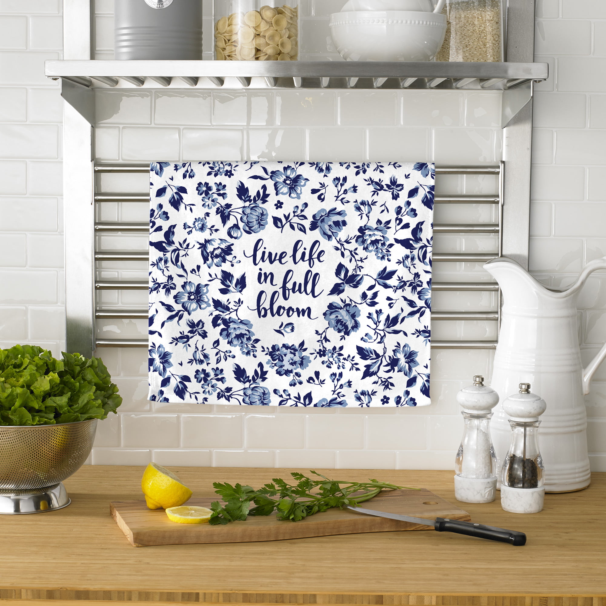 NOQL Blue Flowers Kitchen Towels, Floral Dish Towels, Clouds Kitchen Towels  Decorative Set, Flower Prints Decoration for Home, Cute Hand Towels, Gifts