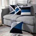 thumbnail image 5 of Set of 4 Throw Pillow Covers Modern Abstract Stripe Simple Geometric Acrylic Bold Decorative Pillow Cases Home Decor Square 18x18 Inches Pillowcases(Grey Blue), 5 of 5