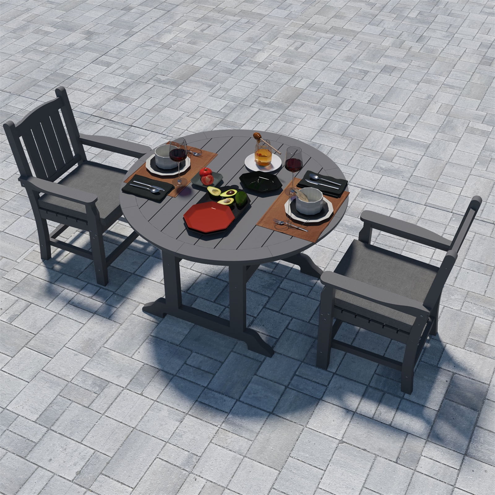 Williamspace Patio Dining Table, 48" Round 4 Person All Weather Outdoor