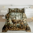 thumbnail image 3 of Manfei Rustic Reindeer Child Queen Comforter Set, Rustic Jungle Animal Bedding Sets, Woodland Wildlife Reversible Bedding Comforter Set, Breathable Home Decor, 3-Piece, 3 of 9