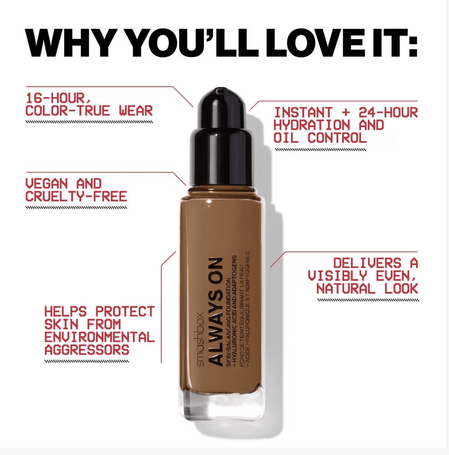Smashbox always on skin-balancing foundation + Hyaluronic acid and adaptogens 1 fl oz color M20-W