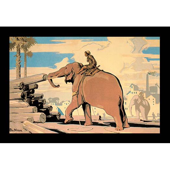 Moving Logs with Elephant Power Fine art canvas print (20" x 30")