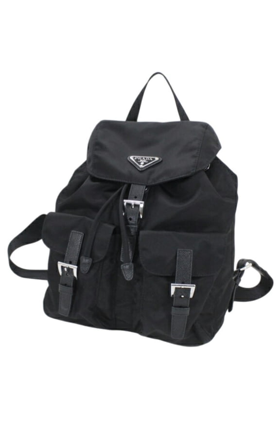 Pre-Owned Prada Backpack, Rucksack, Nylon and Leather, Black, Women's, 1BZ677 NERO PRADA KM3228