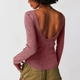 thumbnail image 7 of Yuwull Going Out Tops For Women Women's Sexy Backless Loose Shirt Long Sleeve Open Back Ribbed Tee Top Blouse, 7 of 7