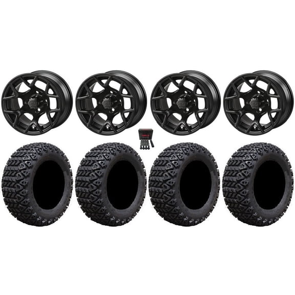 LSI Ninja 14" Golf Wheels Matte Black 23" X-Trail Tires E-Z-GO & Club Car
