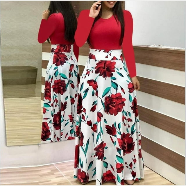 Robe maxi à Manches Courtes à Imprimé floral pour Femmes