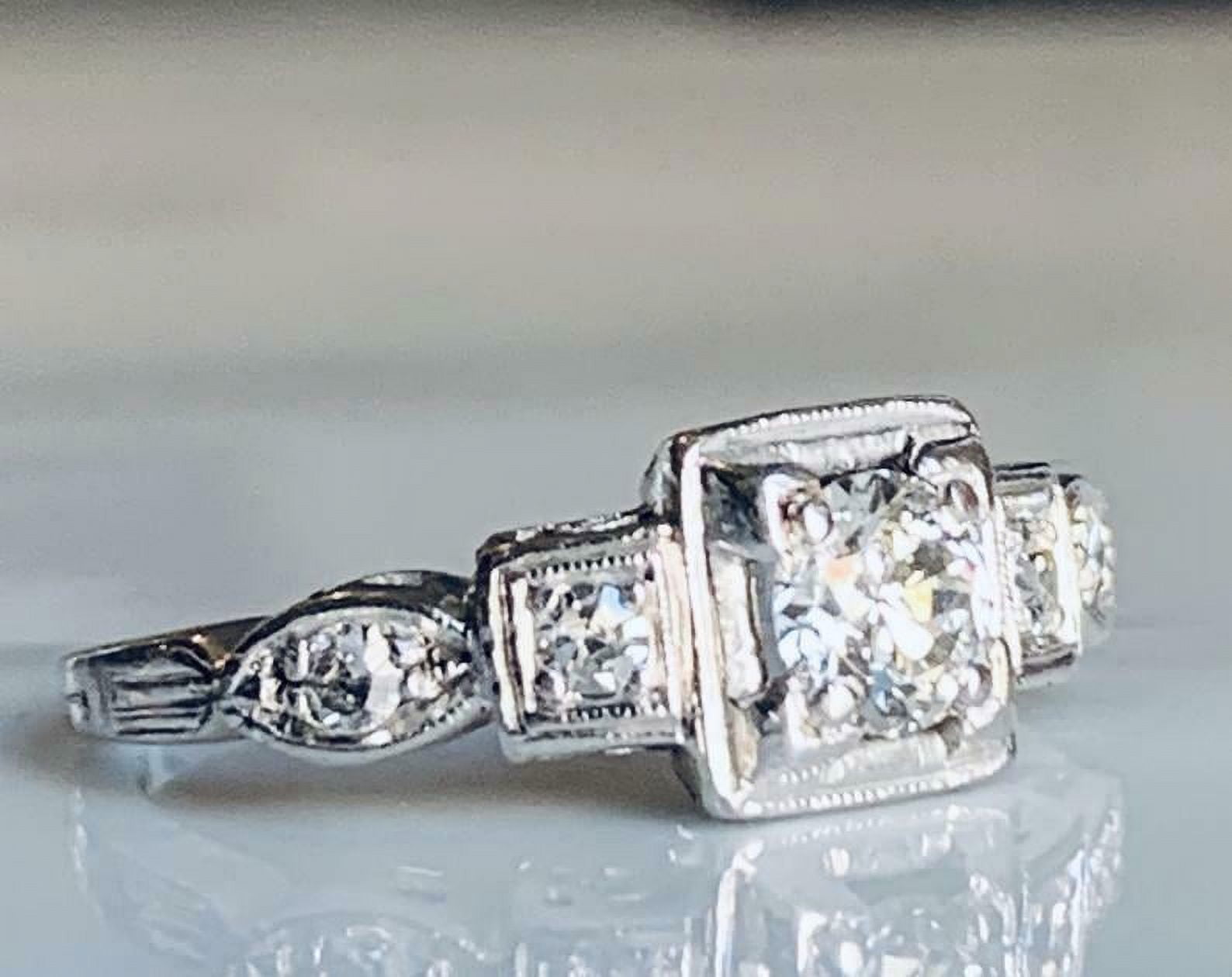 HeartsAndYou 2ct Round Moissanite Milgrain Vintage Inspired Inspired Engagement Ring for Women 18k White Gold over Silver