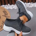 thumbnail image 5 of Tennis Shoes Women Fashion Mesh Wedge Sneakers Casual Slip on Antislip Thick Sole Outdoor Walking Shoes Grey Size 6.5, 5 of 8
