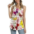 thumbnail image 2 of Tank Top for Women Summer Sleeveless Crew Neck Casual Dressy Tops Loose Fit Floral Print Shirts Fashion Blouses, 2 of 5