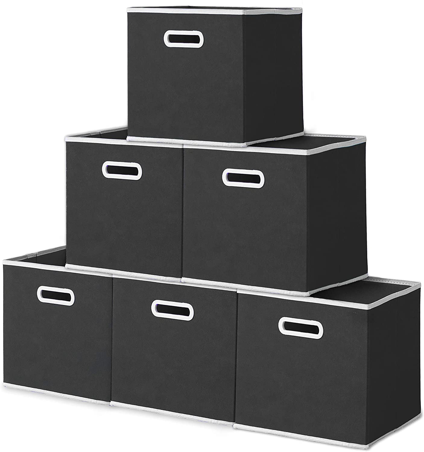 Rack Furniture 11" Fabric Storage Bin (Pack of 6) (Black)… Walmart