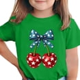 thumbnail image 2 of BRGZLK Girl's Independence Day T-Shirt Summer USA 250 Years Casual Round Neck Tops Cute Cherry Print 4th of July Short Sleeve Trendy T-Shirt Holiday Tee Green 5-6 Years, 2 of 6