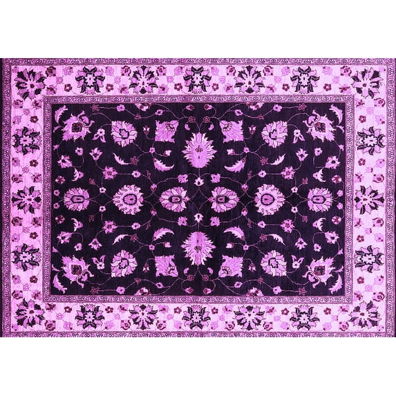 Ahgly Company Indoor Rectangle Oriental Purple Traditional Area Rugs, 7' x 9'