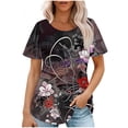 thumbnail image 2 of Oalirro Women's Tunic Floral Tops For Leggings Short Sleeve Shirts Casual Ruched Blouses Clothes, 2 of 5