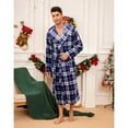 thumbnail image 2 of VULCANODON Mens Robe with Hood, Fleece Bathrobe Plush Robes for Men, 2 of 4