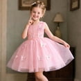 thumbnail image 7 of Pink Girls Sequin Butterfly Tulle Dress Sleeveless A-Line Sparkly Party Gown for Kids Little Kids,Size 2-3T, 7 of 7