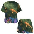 thumbnail image 3 of Lucky Koi Fish Lotus Leaf 2 Pack Women’s Pajama Set Print Sleepwear And Shorts Y2k Loungewear Sets S-5XL, 3 of 7