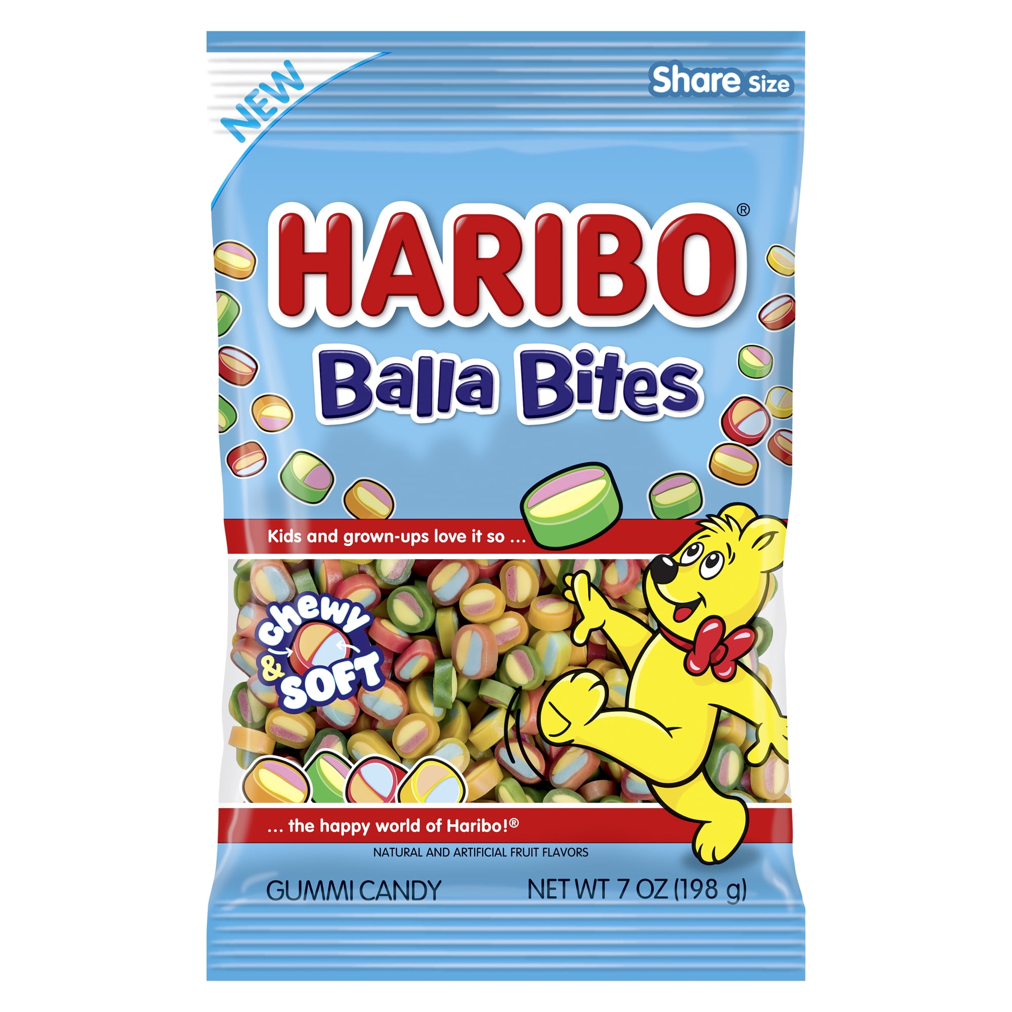 HARIBO Balla Bites Assorted Fruity Gummy Candy, 7oz, Share Size Bag