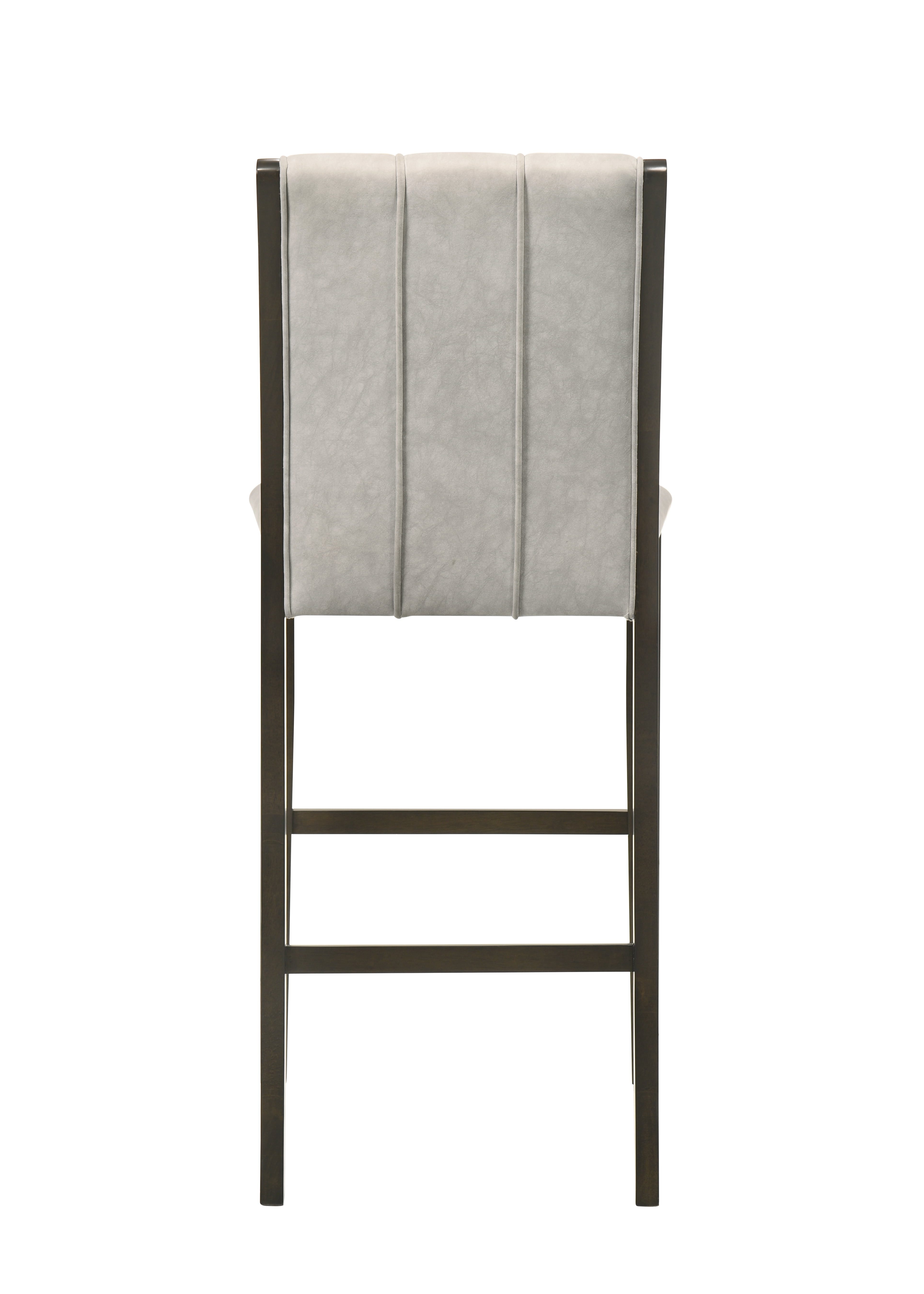 Armen living Nolan 30 in. Dark Roast Bar Height Rubberwood Barstool with Grey Fabric Seat