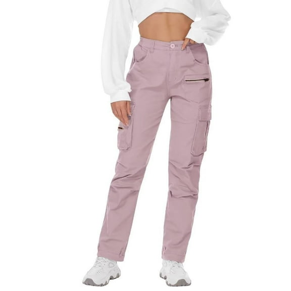 TRGPSG Women's Relaxed Fit Cargo Pants Outdoor Sport Hiking Pants Casual Pants Parachute Pants with Zipper Pockets