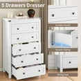 thumbnail image 6 of FANRAL 5 Drawers Tall Dressers for Bedroom,Wood Tall Dresser Modern Chest of Drawers,Closet Clothes Organizer Storage Cabinet,White Dresser, 6 of 7