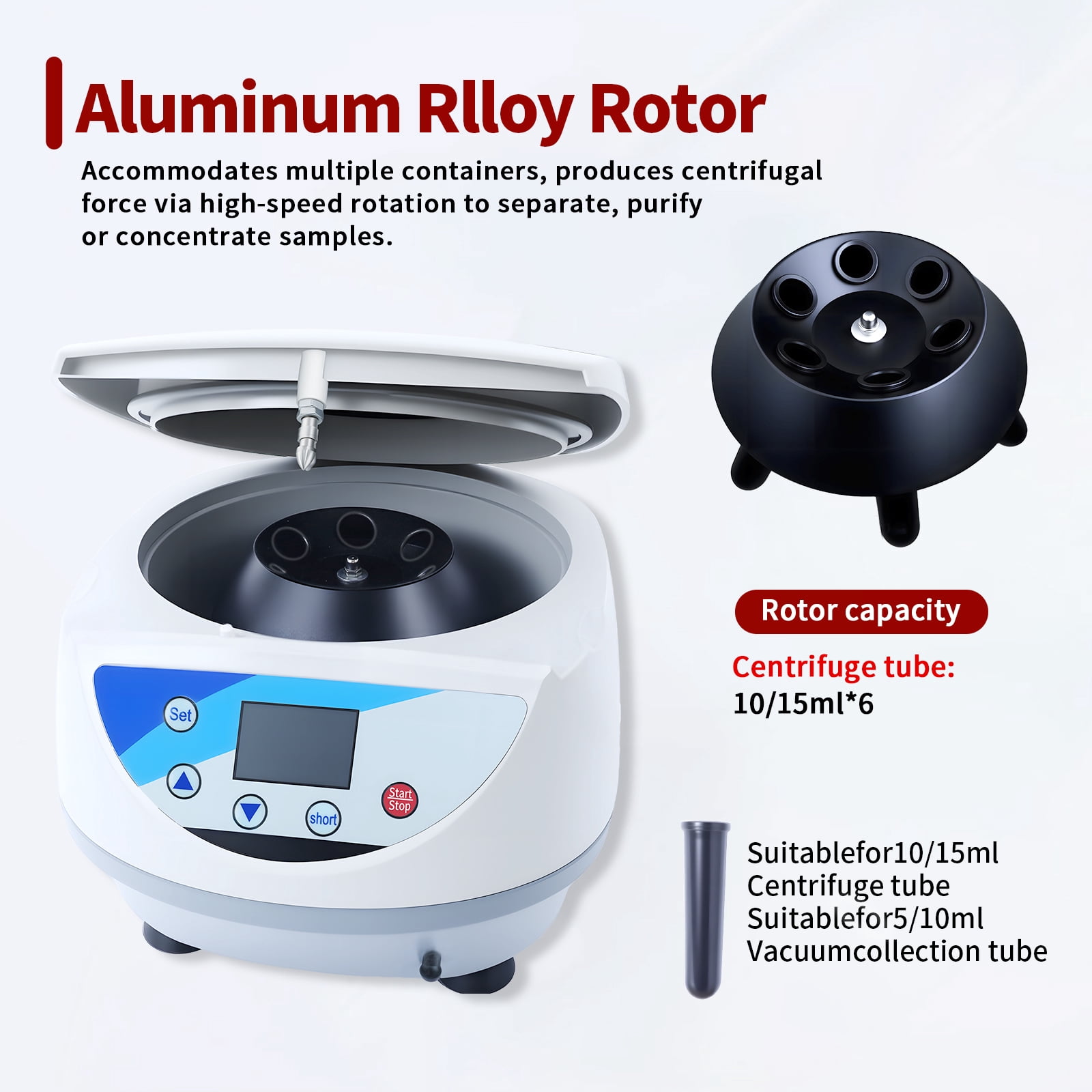 Lab PRP Benchtop Centrifuge with LCD Display, LCD Digital Desktop Lab Centrifuge Lab Centrifuges, for Industrial Mfg&Others Impurity Separation
