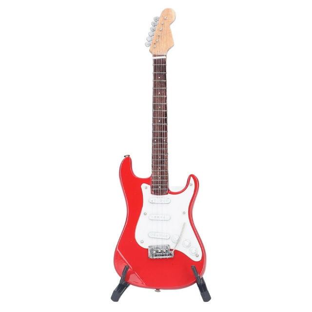 Mini Instrument, 1:4 Mini Guitare Électrique en Bois de Tilleul Miniature Modèle Guitare Électrique Mini Réplique Ornement Matériaux de Qualité