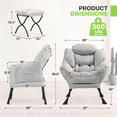 thumbnail image 2 of Magshion Water-resistant Cotton Lazy Chair, Modern Upholstered Single Sofa with Ottoman, Removable Cover Accent Lounge Chair for Living Room, Gray, 2 of 10