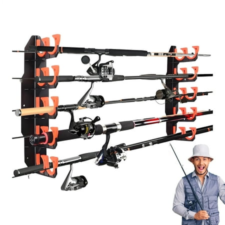 Ishine Fishing Pole Rack Fish Rod Rack Wall-Mounted Space-Saving Hanger For Stick Tackle Horizontal Mounting practical