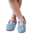 thumbnail image 6 of (15Months-7Years) Little Girls Bow Knot Suede Princess Shoes Soft Comfort Non-Slip Sole Fashion Casual Flats for Toddler Kids Blue 22, 6 of 9