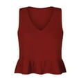 thumbnail image 2 of Gibobby Chaleco de punto Mujer Verano Cuello en V Colgante Chaleco pequeño y americana Sin mangas Top(Vino,XG), 2 of 5