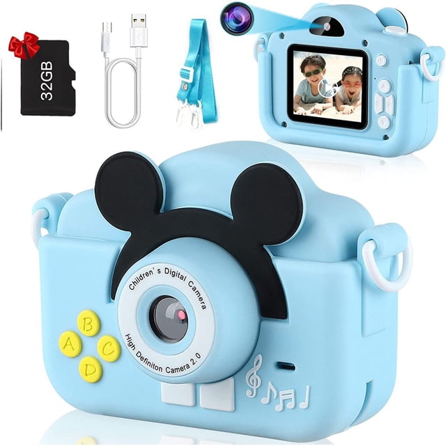 Cámara Infantil para Niñas Niños, Cámara Digital Portátil Niños con Tarjeta 32G TF, Cámara HD 1080P Cámara Instantánea Juguete para Niños Regalo para Niños 3 4 5 6 7 Años Niño