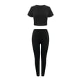 thumbnail image 2 of Mujeres de manga corta Yoga gimnasio entrenamiento Crop tapas de cintura alta Leggings pantalón compresión deportes atléticos camisas lindo carta - M METRO Sunnimix Traje de entrenamiento para mujer, 2 of 8